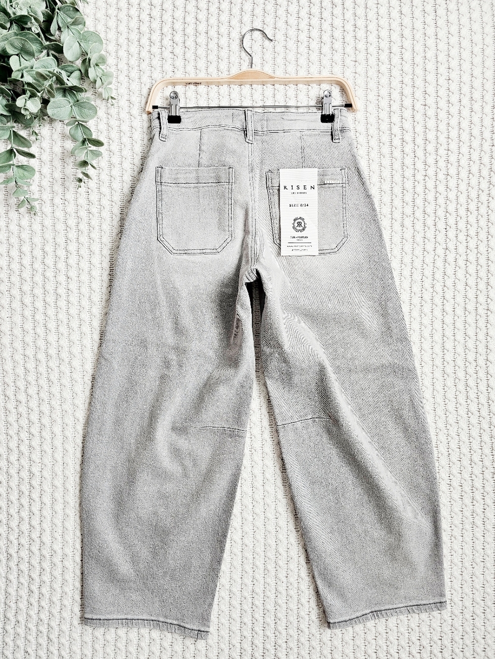 RISEN High Rise Slouchy Barrel Jeans Grey Stretch Neutral Ankle Various NEW - Picture 11 of 15